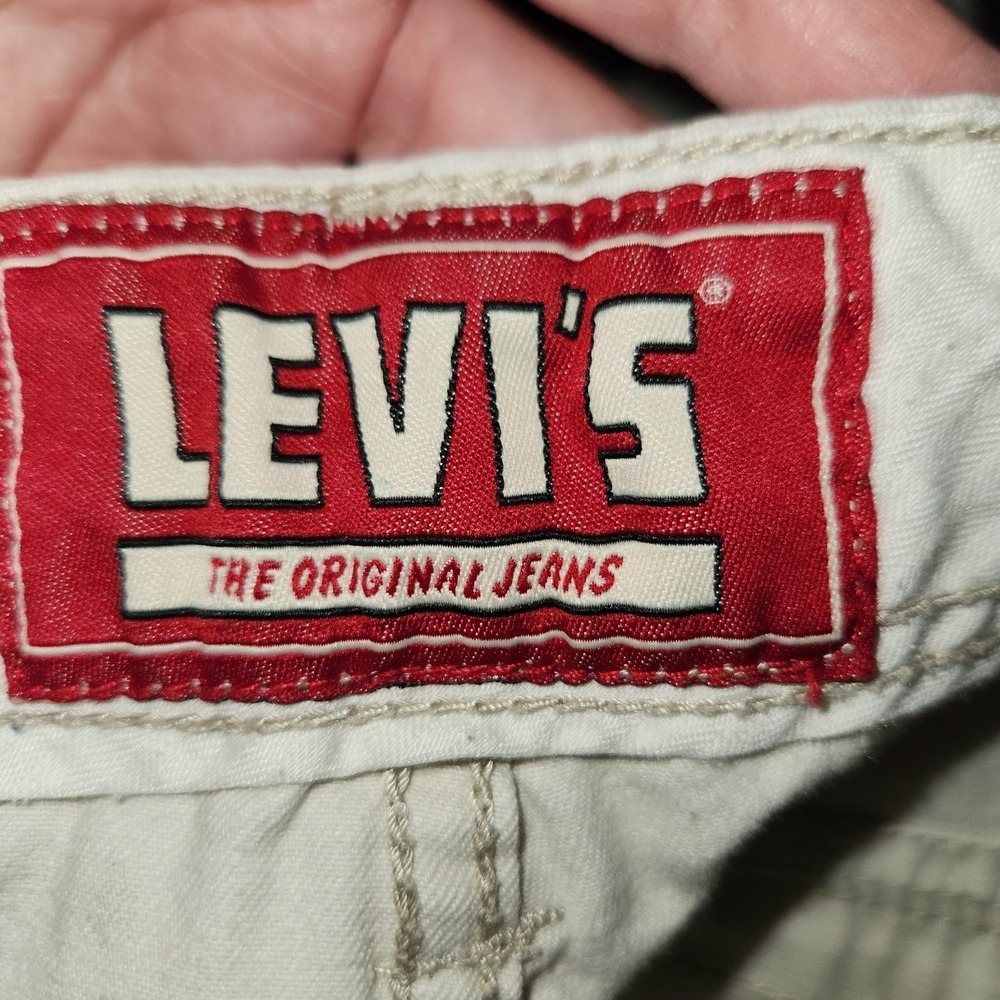 Levis Tan Khaki Cargo Shorts Men's Size 36 Flat Front Thick - Picture 2 of 8